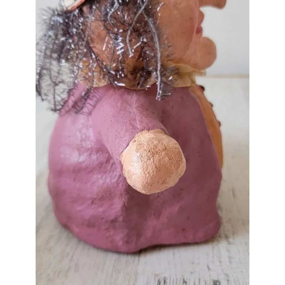 Halloween paper mache‎ witch hat smile pumpkin decor figure